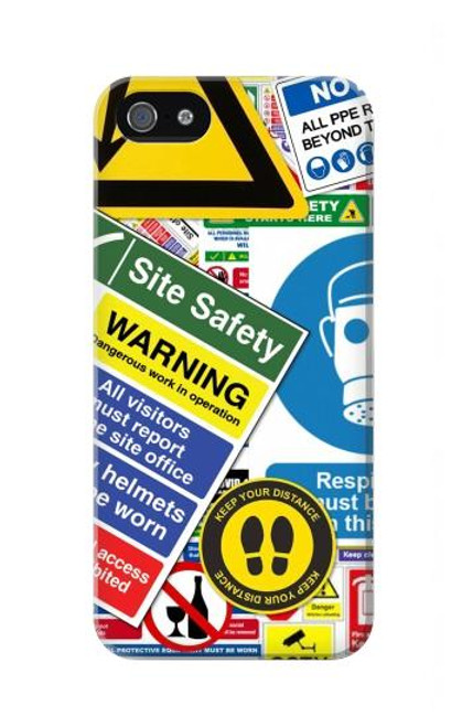 S3960 Safety Signs Sticker Collage Funda Carcasa Case para iPhone 5 5S SE