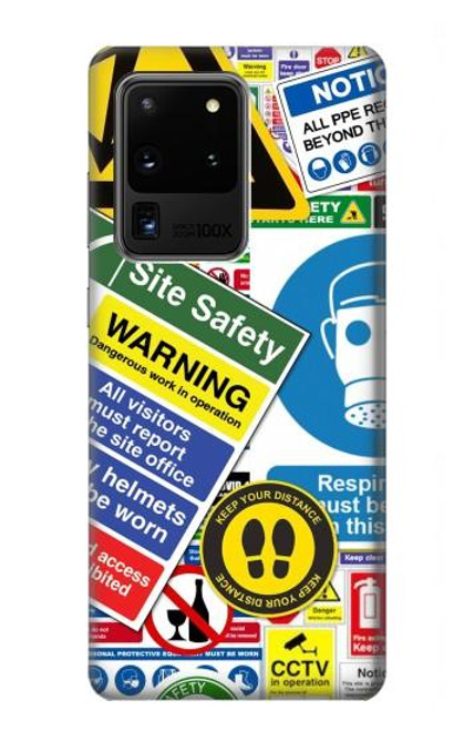 S3960 Safety Signs Sticker Collage Funda Carcasa Case para Samsung Galaxy S20 Ultra
