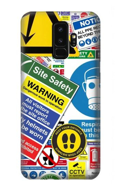 S3960 Safety Signs Sticker Collage Funda Carcasa Case para Samsung Galaxy S9 Plus