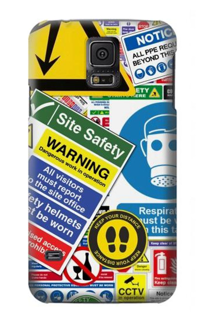 S3960 Safety Signs Sticker Collage Funda Carcasa Case para Samsung Galaxy S5