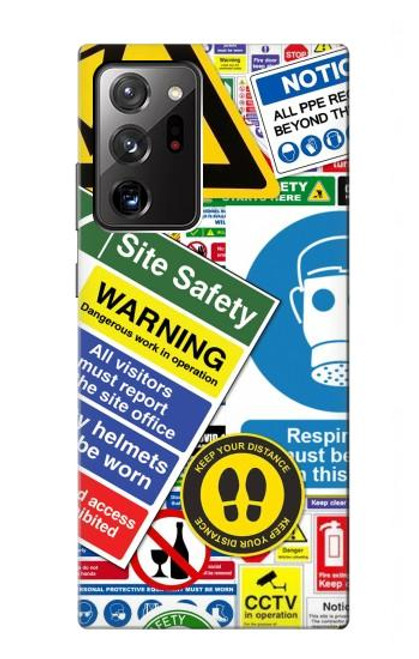 S3960 Safety Signs Sticker Collage Funda Carcasa Case para Samsung Galaxy Note 20 Ultra, Ultra 5G