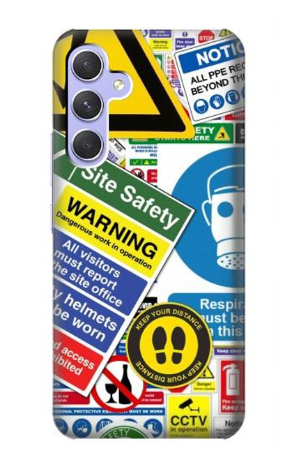 S3960 Safety Signs Sticker Collage Funda Carcasa Case para Samsung Galaxy A54 5G