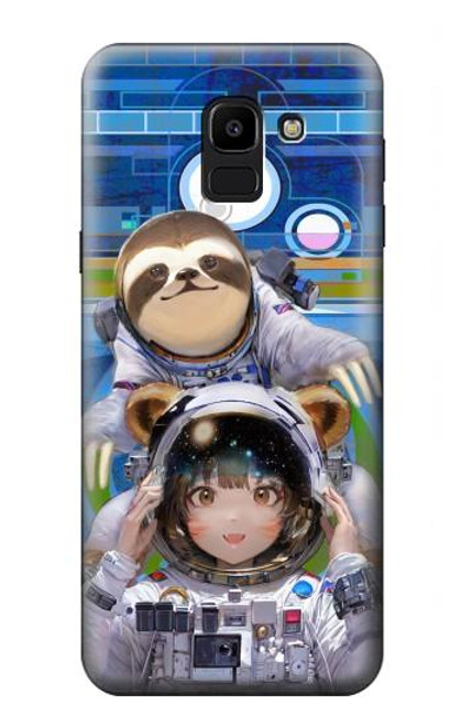 S3915 Raccoon Girl Baby Sloth Astronaut Suit Funda Carcasa Case para Samsung Galaxy J6 (2018)