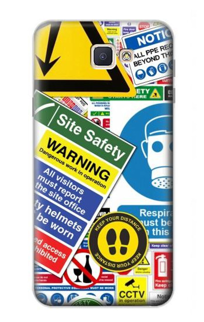 S3960 Safety Signs Sticker Collage Funda Carcasa Case para Samsung Galaxy J7 Prime (SM-G610F)