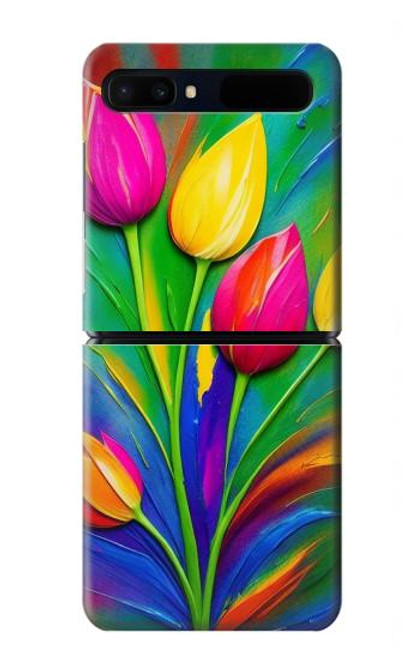 S3926 Colorful Tulip Oil Painting Funda Carcasa Case para Samsung Galaxy Z Flip 5G