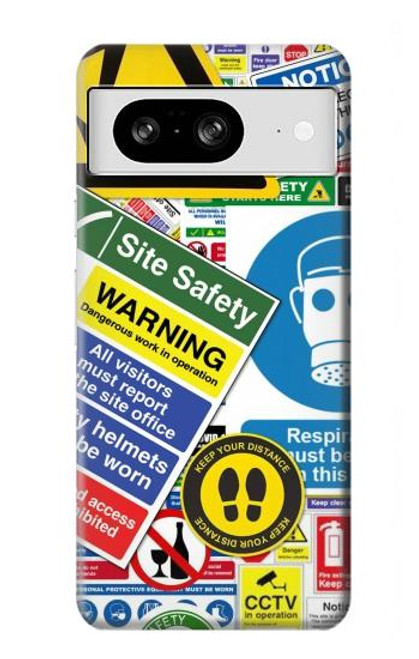 S3960 Safety Signs Sticker Collage Funda Carcasa Case para Google Pixel 8