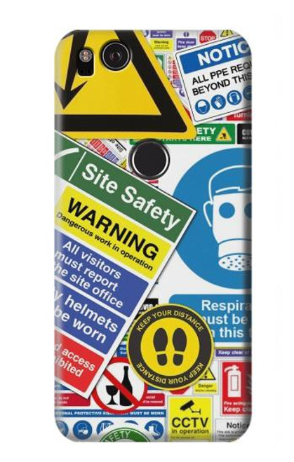 S3960 Safety Signs Sticker Collage Funda Carcasa Case para Google Pixel 2