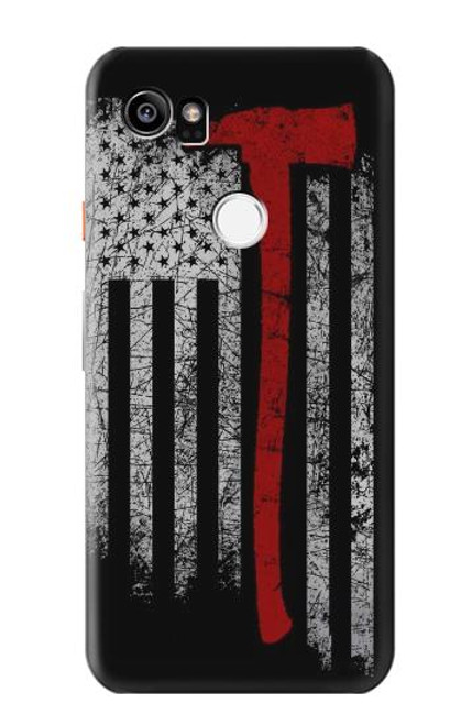 S3958 Firefighter Axe Flag Funda Carcasa Case para Google Pixel 2 XL