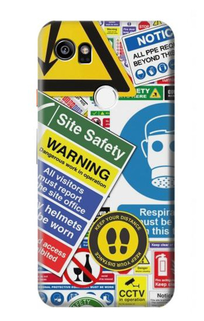 S3960 Safety Signs Sticker Collage Funda Carcasa Case para Google Pixel 2 XL