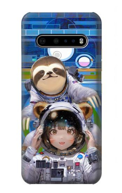 S3915 Raccoon Girl Baby Sloth Astronaut Suit Funda Carcasa Case para LG V60 ThinQ 5G