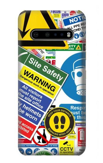 S3960 Safety Signs Sticker Collage Funda Carcasa Case para LG V60 ThinQ 5G