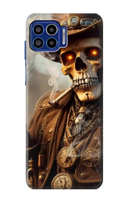 S3949 Steampunk Skull Smoking Funda Carcasa Case para Motorola One 5G