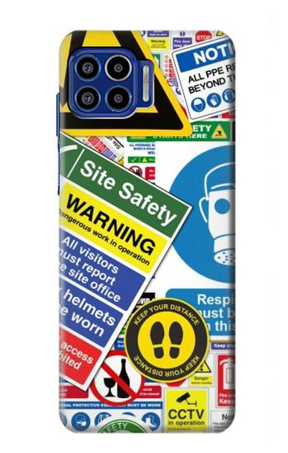 S3960 Safety Signs Sticker Collage Funda Carcasa Case para Motorola One 5G