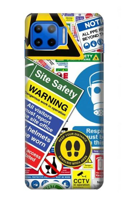 S3960 Safety Signs Sticker Collage Funda Carcasa Case para Motorola Moto G 5G Plus