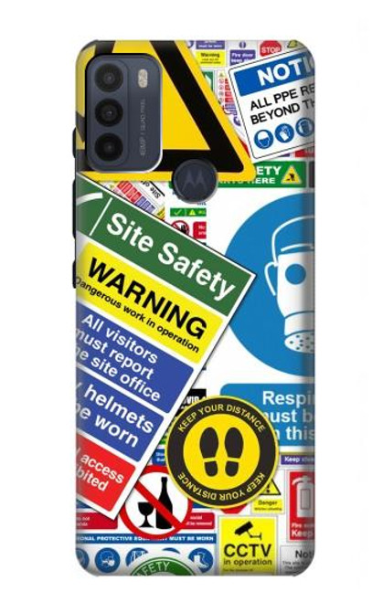 S3960 Safety Signs Sticker Collage Funda Carcasa Case para Motorola Moto G50