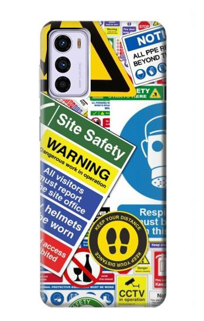 S3960 Safety Signs Sticker Collage Funda Carcasa Case para Motorola Moto G42