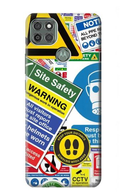 S3960 Safety Signs Sticker Collage Funda Carcasa Case para Motorola Moto G9 Power