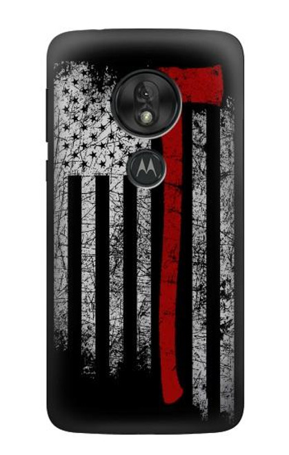 S3958 Firefighter Axe Flag Funda Carcasa Case para Motorola Moto G7 Play