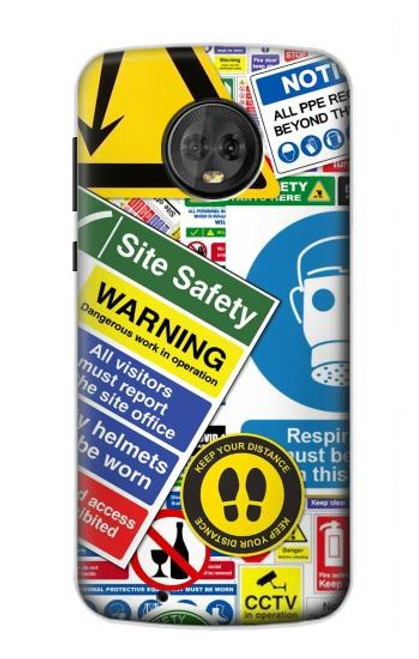 S3960 Safety Signs Sticker Collage Funda Carcasa Case para Motorola Moto G6