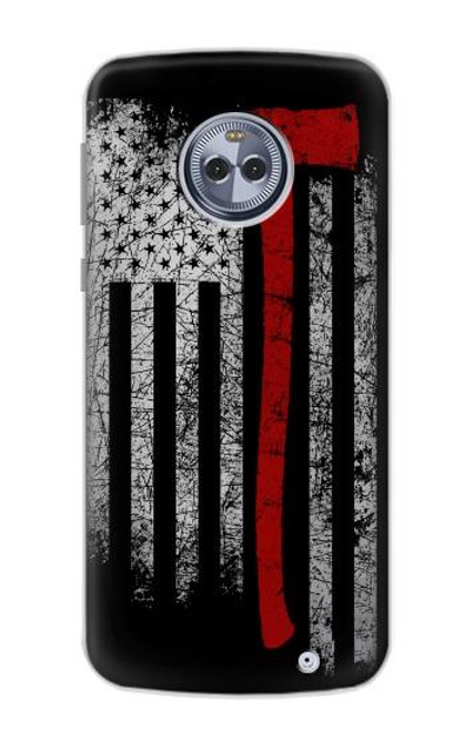 S3958 Firefighter Axe Flag Funda Carcasa Case para Motorola Moto X4