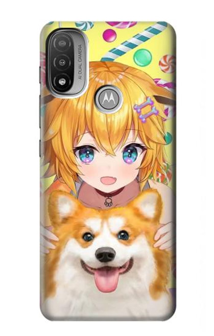 S3918 Baby Corgi Dog Corgi Girl Candy Funda Carcasa Case para Motorola Moto E20,E30,E40