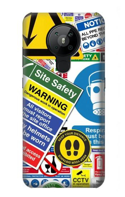 S3960 Safety Signs Sticker Collage Funda Carcasa Case para Nokia 5.3