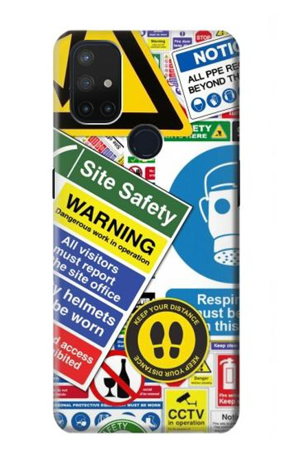 S3960 Safety Signs Sticker Collage Funda Carcasa Case para OnePlus Nord N10 5G