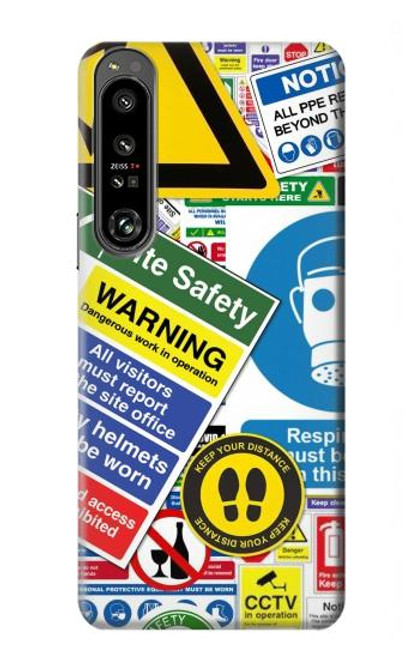 S3960 Safety Signs Sticker Collage Funda Carcasa Case para Sony Xperia 1 IV