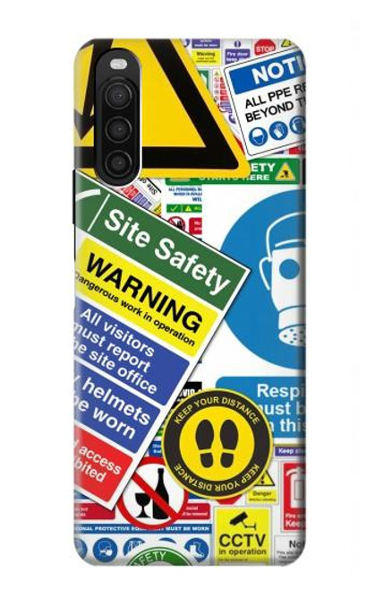 S3960 Safety Signs Sticker Collage Funda Carcasa Case para Sony Xperia 10 III