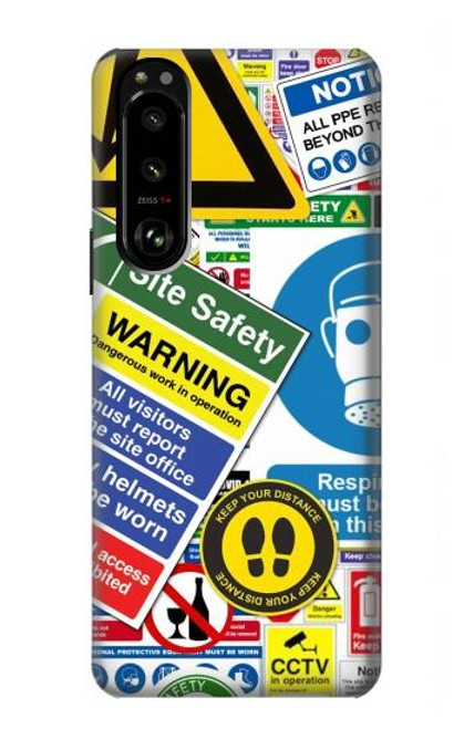 S3960 Safety Signs Sticker Collage Funda Carcasa Case para Sony Xperia 5 III