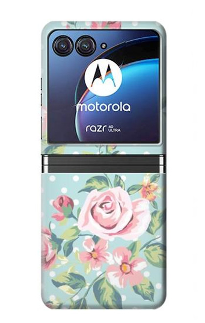 S3494 Vintage Rose Polka Dot Funda Carcasa Case para Motorola Razr 40 Ultra