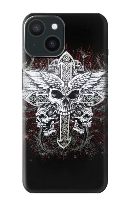 S1434 Skull Wing Tattoo Biker Funda Carcasa Case para iPhone 15