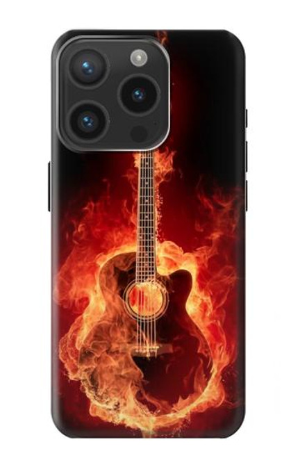 S0415 Fire Guitar Burn Funda Carcasa Case para iPhone 15 Pro