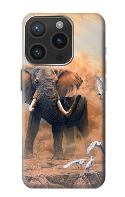 S1292 Dusty Elephant Egrets Funda Carcasa Case para iPhone 15 Pro