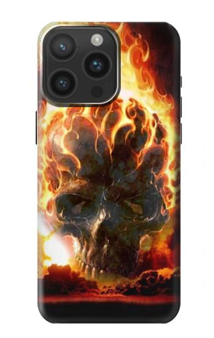 S0863 Hell Fire Skull Funda Carcasa Case para iPhone 15 Pro Max