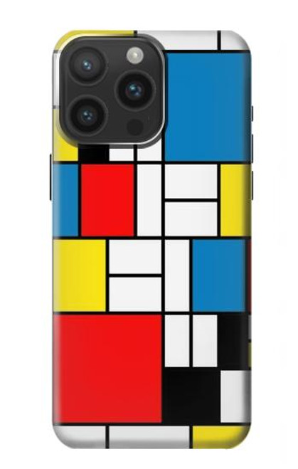 S3814 Piet Mondrian Line Art Composition Funda Carcasa Case para iPhone 15 Pro Max