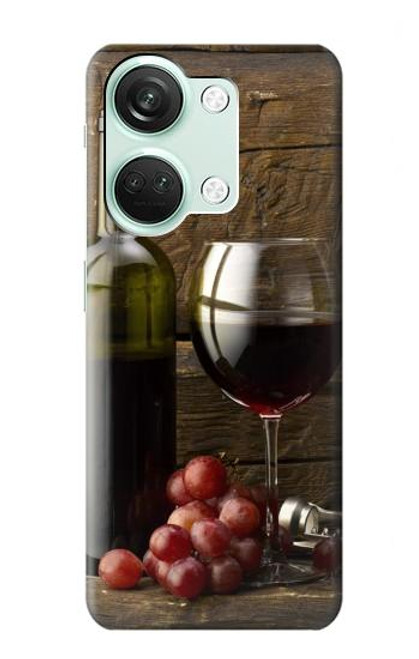 S1316 Grapes Bottle and Glass of Red Wine Funda Carcasa Case para OnePlus Nord 3