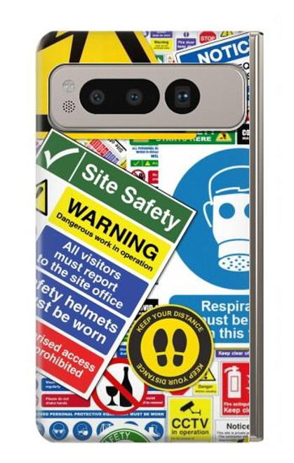 S3960 Safety Signs Sticker Collage Funda Carcasa Case para Google Pixel Fold