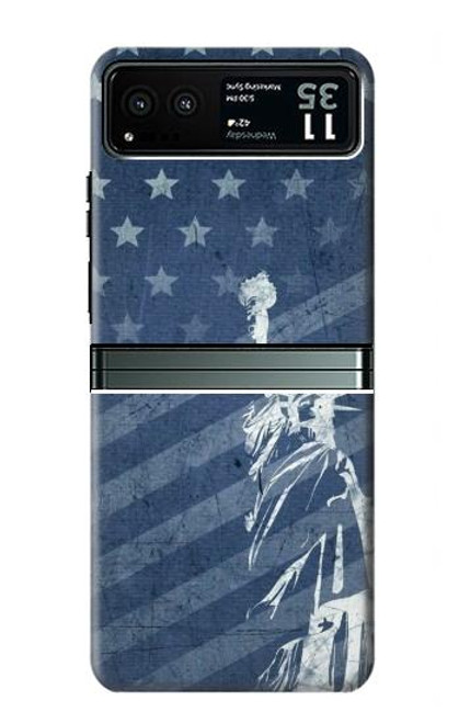 S3450 US Flag Liberty Statue Funda Carcasa Case para Motorola Razr 40