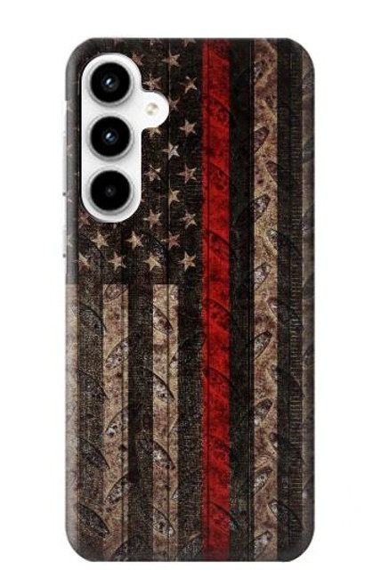 S3804 Fire Fighter Metal Red Line Flag Graphic Funda Carcasa Case para Samsung Galaxy A35 5G