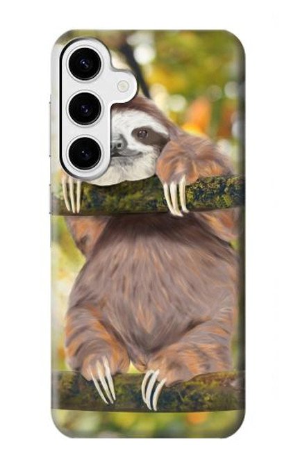 S3138 Cute Baby Sloth Paint Funda Carcasa Case para Samsung Galaxy S24 Plus