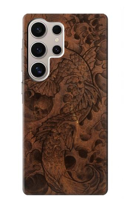 S3405 Fish Tattoo Leather Graphic Print Funda Carcasa Case para Samsung Galaxy S24 Ultra