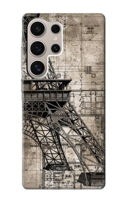 S3416 Eiffel Tower Blueprint Funda Carcasa Case para Samsung Galaxy S24 Ultra