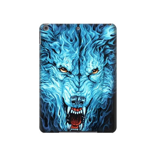 S0752 Blue Fire Grim Wolf Funda Carcasa Case para iPad 10.2 (2021,2020,2019), iPad 9 8 7