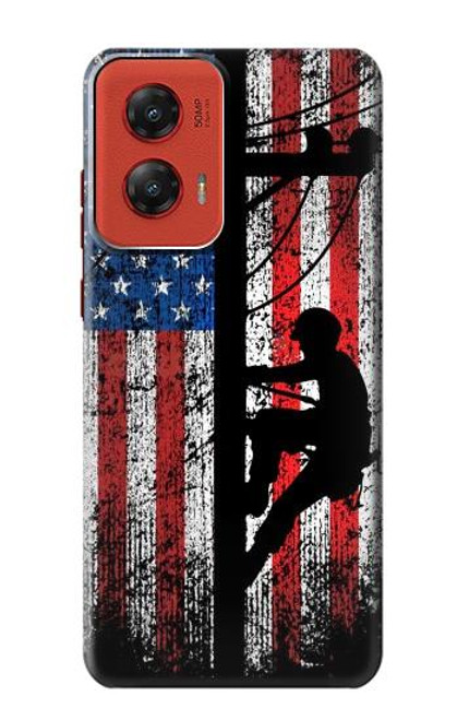 S3803 Electrician Lineman American Flag Funda Carcasa Case para Motorola Moto G Stylus 5G (2024)