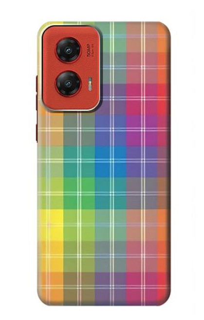 S3942 LGBTQ Rainbow Plaid Tartan Funda Carcasa Case para Motorola Moto G Stylus 5G (2024)