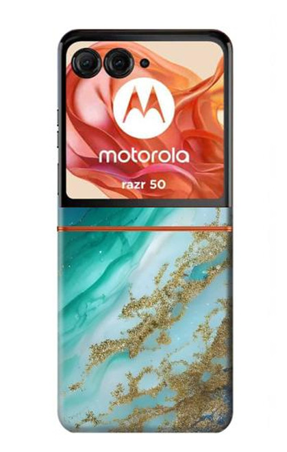 S3920 Abstract Ocean Blue Color Mixed Emerald Funda Carcasa Case para Motorola Razr 50