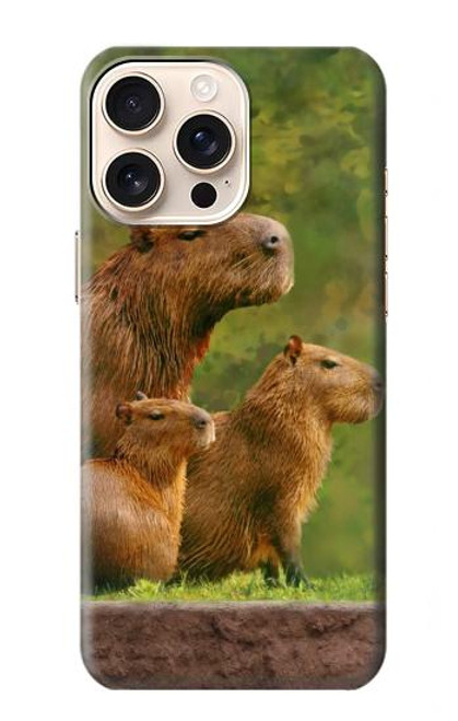 S3917 Capybara Family Giant Guinea Pig Funda Carcasa Case para iPhone 16 pro