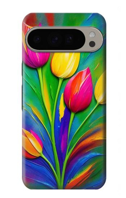 S3926 Colorful Tulip Oil Painting Funda Carcasa Case para Google Pixel 9 Pro XL