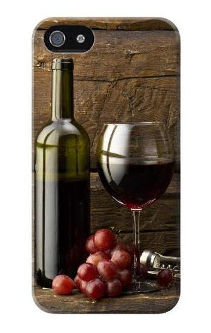 S1316 Grapes Bottle and Glass of Red Wine Funda Carcasa Case para iPhone 5 5S SE